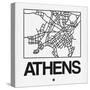 White Map of Athens-NaxArt-Stretched Canvas