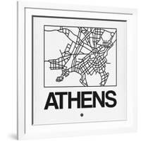 White Map of Athens-NaxArt-Framed Art Print