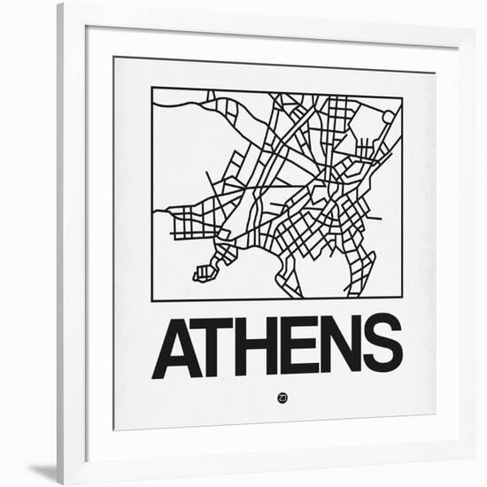 White Map of Athens-NaxArt-Framed Art Print