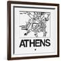 White Map of Athens-NaxArt-Framed Art Print