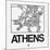 White Map of Athens-NaxArt-Mounted Art Print