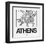 White Map of Athens-NaxArt-Framed Art Print