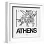 White Map of Athens-NaxArt-Framed Art Print