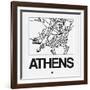 White Map of Athens-NaxArt-Framed Art Print