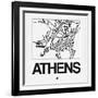 White Map of Athens-NaxArt-Framed Art Print