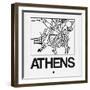 White Map of Athens-NaxArt-Framed Art Print