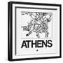 White Map of Athens-NaxArt-Framed Art Print