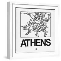 White Map of Athens-NaxArt-Framed Art Print