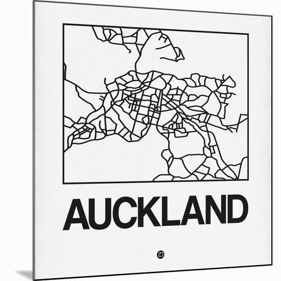 White Map of Auckland-NaxArt-Mounted Art Print