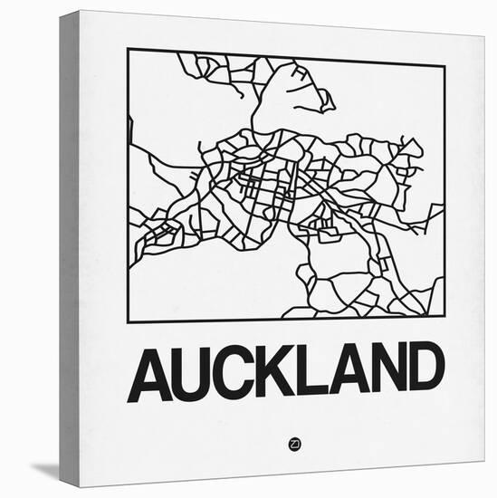 White Map of Auckland-NaxArt-Stretched Canvas