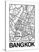 White Map of Bangkok-NaxArt-Stretched Canvas