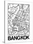 White Map of Bangkok-NaxArt-Stretched Canvas