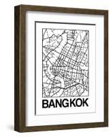 White Map of Bangkok-NaxArt-Framed Art Print