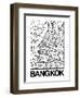 White Map of Bangkok-NaxArt-Framed Art Print