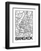 White Map of Bangkok-NaxArt-Framed Art Print