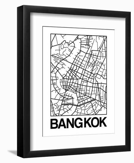 White Map of Bangkok-NaxArt-Framed Art Print