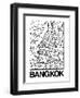 White Map of Bangkok-NaxArt-Framed Art Print