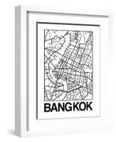 White Map of Bangkok-NaxArt-Framed Art Print