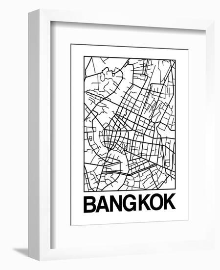 White Map of Bangkok-NaxArt-Framed Art Print