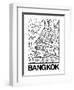 White Map of Bangkok-NaxArt-Framed Art Print