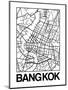 White Map of Bangkok-NaxArt-Mounted Art Print