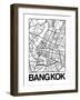 White Map of Bangkok-NaxArt-Framed Art Print