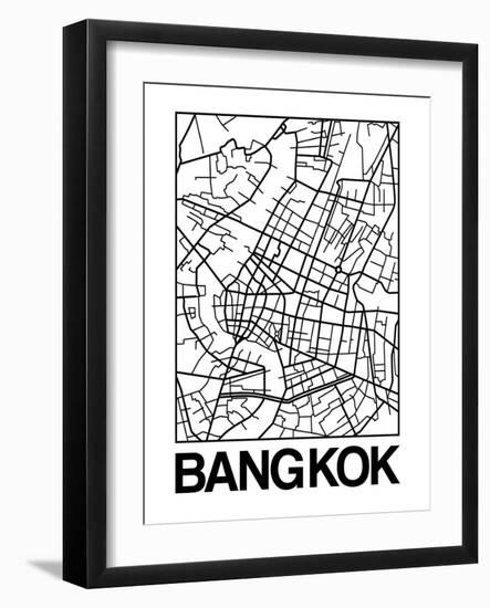 White Map of Bangkok-NaxArt-Framed Art Print