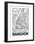 White Map of Bangkok-NaxArt-Framed Art Print