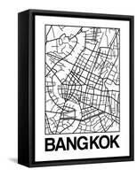 White Map of Bangkok-NaxArt-Framed Stretched Canvas