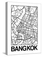 White Map of Bangkok-NaxArt-Stretched Canvas