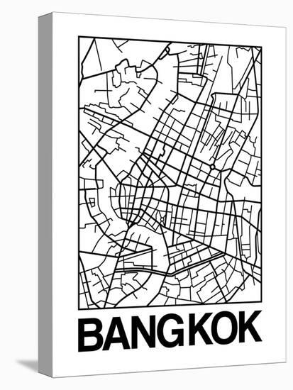 White Map of Bangkok-NaxArt-Stretched Canvas