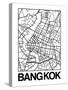 White Map of Bangkok-NaxArt-Stretched Canvas