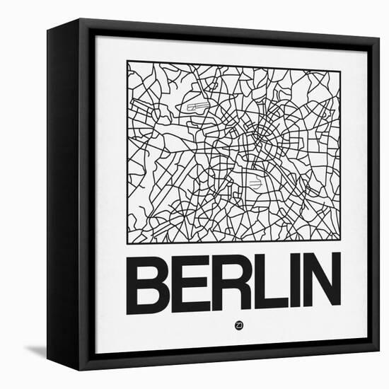 White Map of Berlin-NaxArt-Framed Stretched Canvas