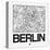 White Map of Berlin-NaxArt-Stretched Canvas