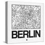 White Map of Berlin-NaxArt-Stretched Canvas