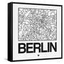 White Map of Berlin-NaxArt-Framed Stretched Canvas