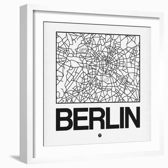 White Map of Berlin-NaxArt-Framed Art Print