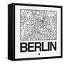 White Map of Berlin-NaxArt-Framed Stretched Canvas