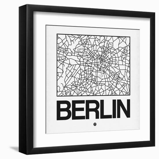 White Map of Berlin-NaxArt-Framed Art Print