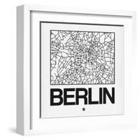 White Map of Berlin-NaxArt-Framed Art Print