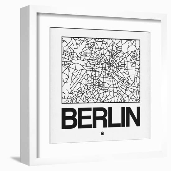 White Map of Berlin-NaxArt-Framed Art Print