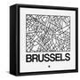 White Map of Brussels-NaxArt-Framed Stretched Canvas