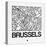 White Map of Brussels-NaxArt-Stretched Canvas