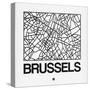 White Map of Brussels-NaxArt-Stretched Canvas