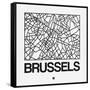 White Map of Brussels-NaxArt-Framed Stretched Canvas