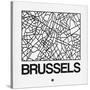 White Map of Brussels-NaxArt-Stretched Canvas