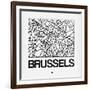 White Map of Brussels-NaxArt-Framed Art Print