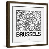 White Map of Brussels-NaxArt-Framed Art Print