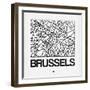 White Map of Brussels-NaxArt-Framed Art Print