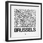 White Map of Brussels-NaxArt-Framed Art Print